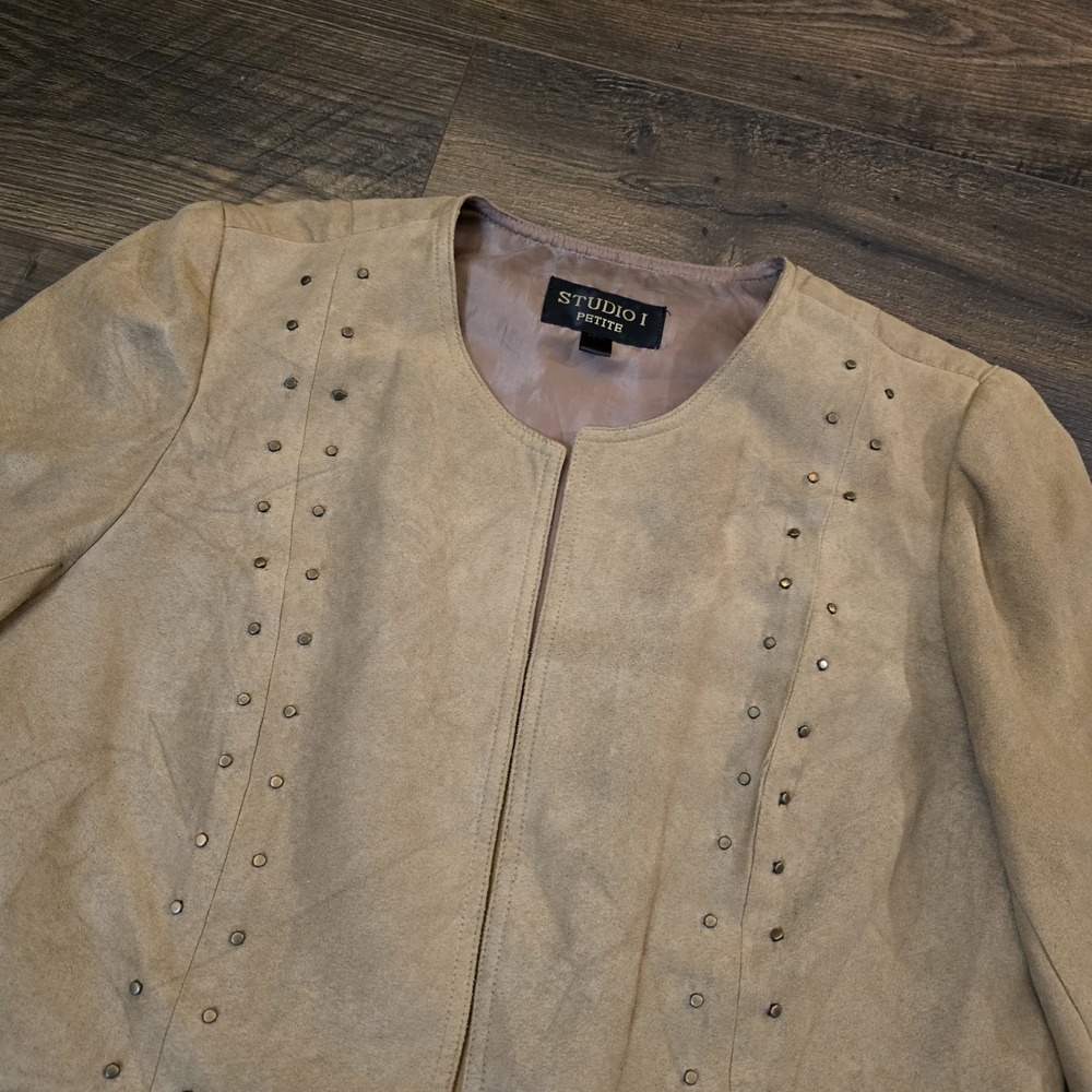 Studio 1 Women Jacket And Shell, Sz 12P, Camel Brown Faux Suede Vintage